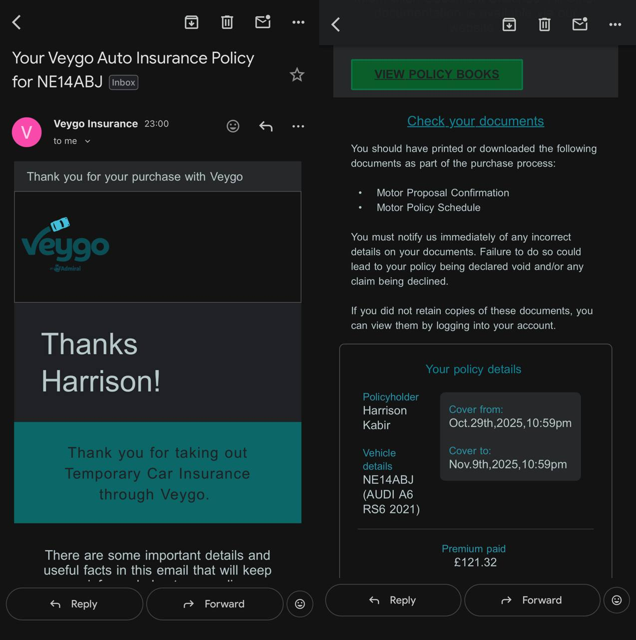 Receive Email Screenshot